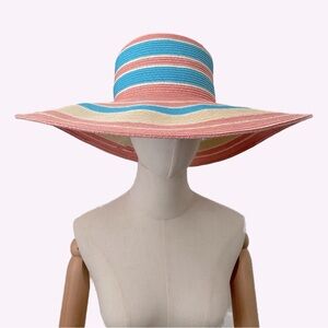 Cappelli, Striped Colorful Wide Brim Summer Sun Hat